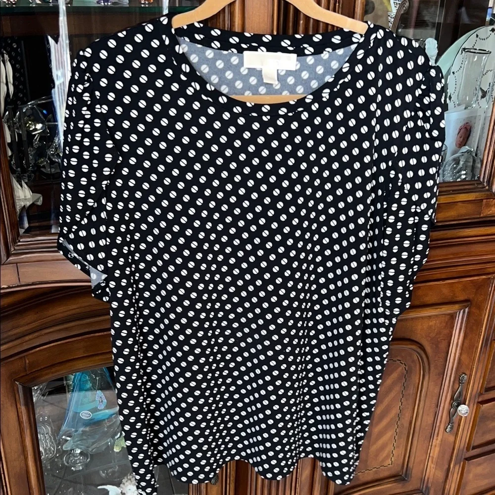 Michael Kors Black and White Polka Dot Blouse